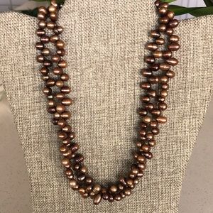 Bronze, Pearl-like, beaded necklace. Costume jewelry but very pretty.